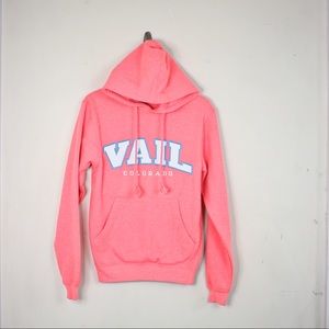 Vail Colorado Neon Pink Women's Hoodie in XS  Drawstring & Front Pocket